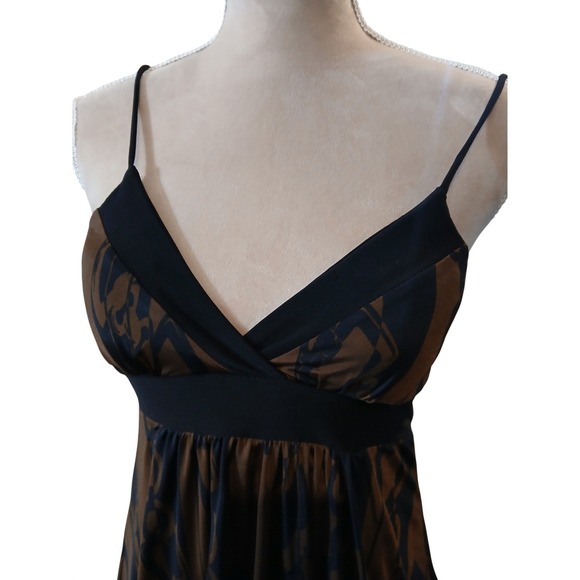 Janette Brown Black Abstract Chain Print Empire Waist Cami Top Size Medium Y2k - Picture 2 of 10